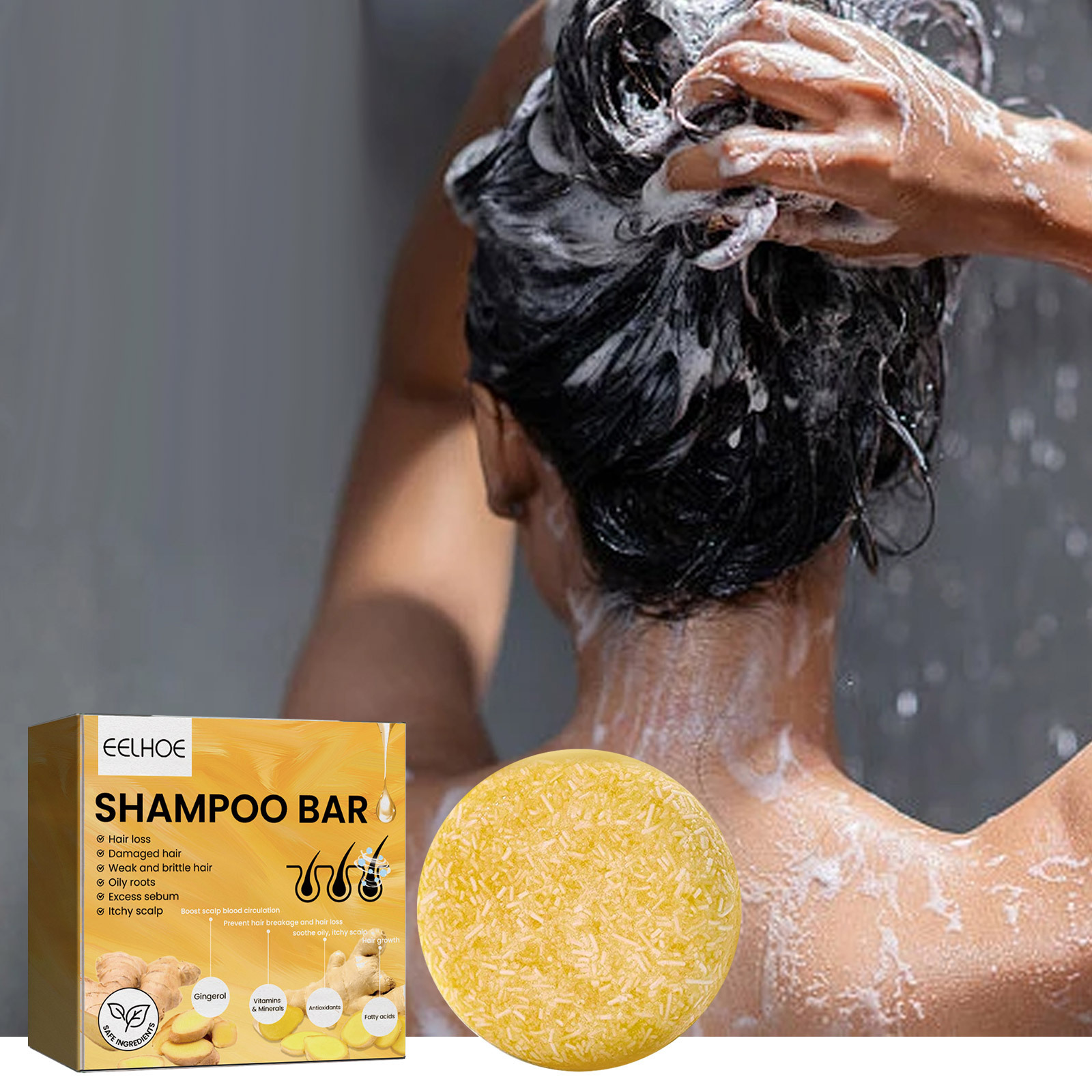 Natural Ginger Hair Shampoo Ba - Hair Care For Hair Loss ulasan dan harga