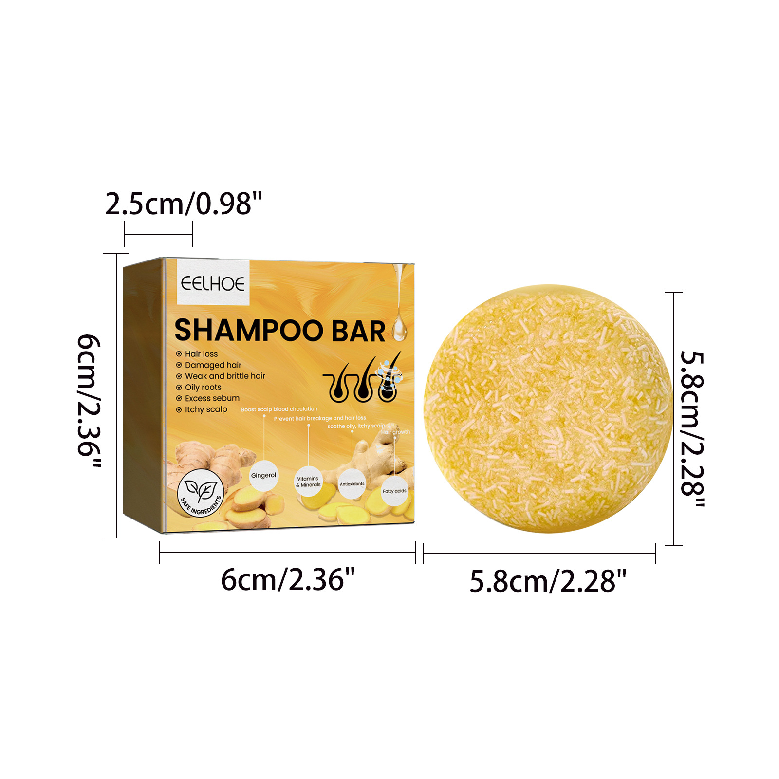 Natural Ginger Hair Shampoo Ba - Hair Care For Hair Loss ulasan dan harga